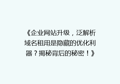 《企业网站升级，泛解析域名租用是隐藏的优化利器？揭秘背后的秘密！》