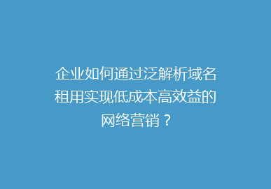 企业如何通过泛解析域名租用实现低成本高效益的网络营销？