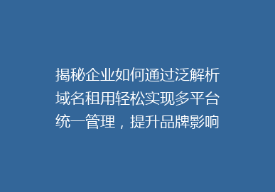 揭秘企业如何通过泛解析域名租用轻松实现多平台统一管理，提升品牌影响力！