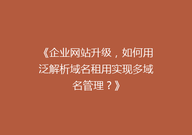 《企业网站升级，如何用泛解析域名租用实现多域名管理？》