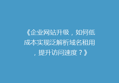《企业网站升级，如何低成本实现泛解析域名租用，提升访问速度？》