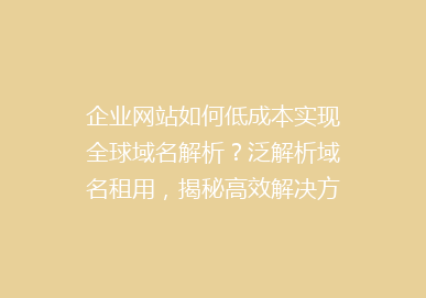 企业网站如何低成本实现全球域名解析？泛解析域名租用，揭秘高效解决方案！