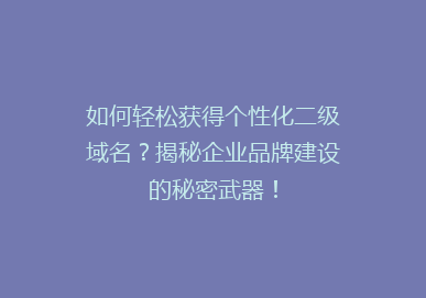 如何轻松获得个性化二级域名？揭秘企业品牌建设的秘密武器！