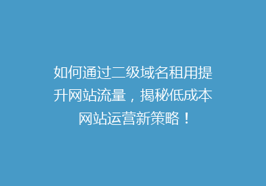 如何通过二级域名租用提升网站流量，揭秘低成本网站运营新策略！
