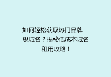 如何轻松获取热门品牌二级域名？揭秘低成本域名租用攻略！