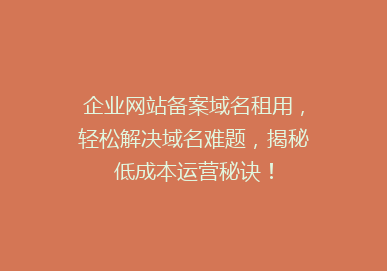 企业网站备案域名租用，轻松解决域名难题，揭秘低成本运营秘诀！