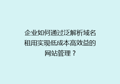 企业如何通过泛解析域名租用实现低成本高效益的网站管理？