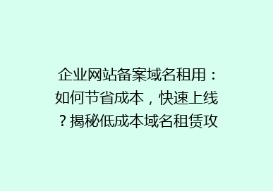 企业网站备案域名租用：如何节省成本，快速上线？揭秘低成本域名租赁攻略！