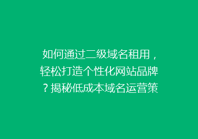 如何通过二级域名租用，轻松打造个性化网站品牌？揭秘低成本域名运营策略！