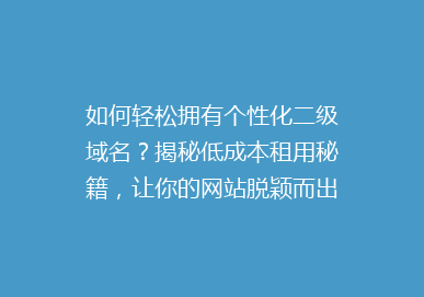 如何轻松拥有个性化二级域名？揭秘低成本租用秘籍，让你的网站脱颖而出！