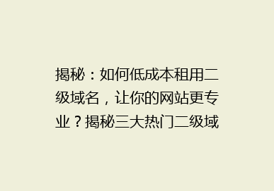 揭秘：如何低成本租用二级域名，让你的网站更专业？揭秘三大热门二级域名租用平台对比！
