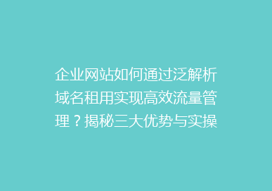 企业网站如何通过泛解析域名租用实现高效流量管理？揭秘三大优势与实操步骤！