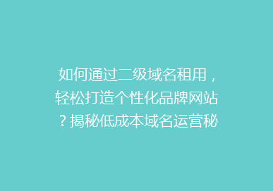 如何通过二级域名租用，轻松打造个性化品牌网站？揭秘低成本域名运营秘诀！
