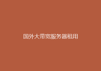 国外大带宽服务器租用