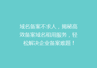 域名备案不求人，揭秘高效备案域名租用服务，轻松解决企业备案难题！