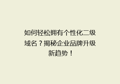 如何轻松拥有个性化二级域名？揭秘企业品牌升级新趋势！