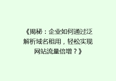 《揭秘：企业如何通过泛解析域名租用，轻松实现网站流量倍增？》