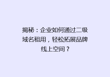 揭秘：企业如何通过二级域名租用，轻松拓展品牌线上空间？