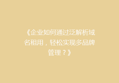 《企业如何通过泛解析域名租用，轻松实现多品牌管理？》
