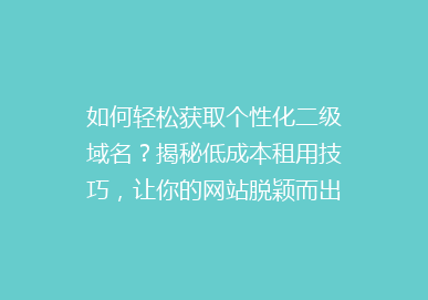 如何轻松获取个性化二级域名？揭秘低成本租用技巧，让你的网站脱颖而出！