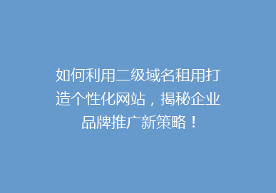 如何利用二级域名租用打造个性化网站，揭秘企业品牌推广新策略！