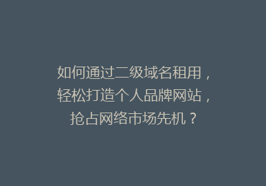 如何通过二级域名租用，轻松打造个人品牌网站，抢占网络市场先机？