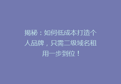 揭秘：如何低成本打造个人品牌，只需二级域名租用一步到位！