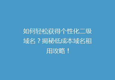 如何轻松获得个性化二级域名？揭秘低成本域名租用攻略！