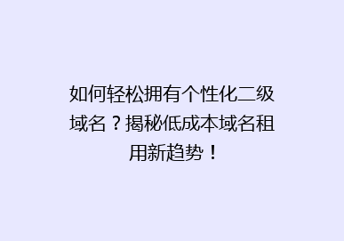 如何轻松拥有个性化二级域名？揭秘低成本域名租用新趋势！