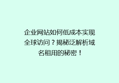 企业网站如何低成本实现全球访问？揭秘泛解析域名租用的秘密！