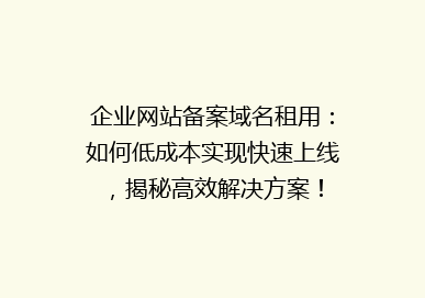企业网站备案域名租用：如何低成本实现快速上线，揭秘高效解决方案！