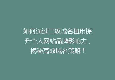 如何通过二级域名租用提升个人网站品牌影响力，揭秘高效域名策略！