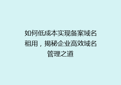 如何低成本实现备案域名租用，揭秘企业高效域名管理之道