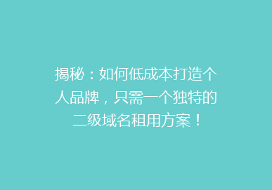 揭秘：如何低成本打造个人品牌，只需一个独特的二级域名租用方案！