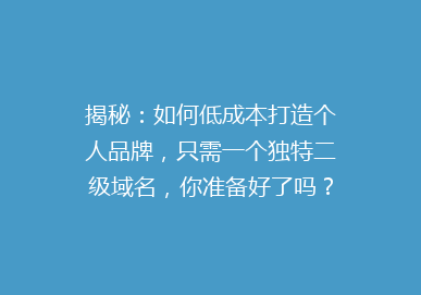 揭秘：如何低成本打造个人品牌，只需一个独特二级域名，你准备好了吗？