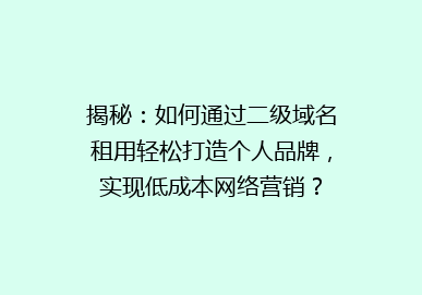 揭秘：如何通过二级域名租用轻松打造个人品牌，实现低成本网络营销？