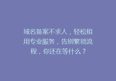 域名备案不求人，轻松租用专业服务，告别繁琐流程，你还在等什么？