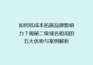 如何低成本拓展品牌影响力？揭秘二级域名租用的五大优势与案例解析