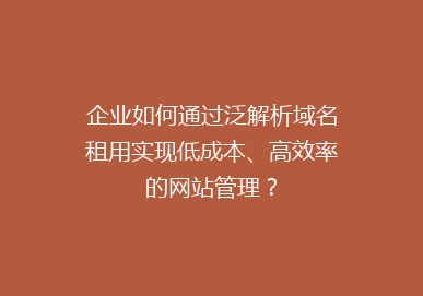企业如何通过泛解析域名租用实现低成本、高效率的网站管理？