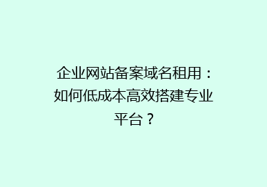 企业网站备案域名租用：如何低成本高效搭建专业平台？