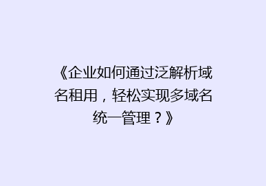 《企业如何通过泛解析域名租用，轻松实现多域名统一管理？》