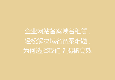 企业网站备案域名租赁，轻松解决域名备案难题，为何选择我们？揭秘高效备案服务优势！