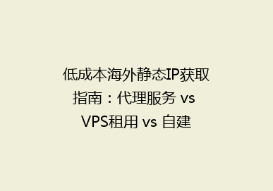 低成本海外静态IP获取指南：代理服务 vs VPS租用 vs 自建服务器对比
