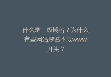 什么是二级域名?为什么有些网站域名不以www开头?