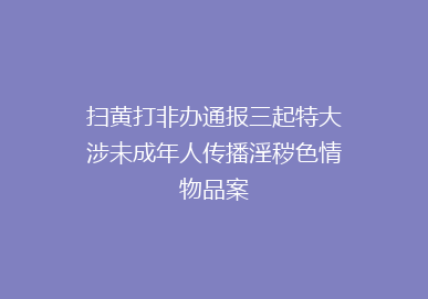 扫黄打非办通报三起特大涉未成年人传播淫秽色情物品案